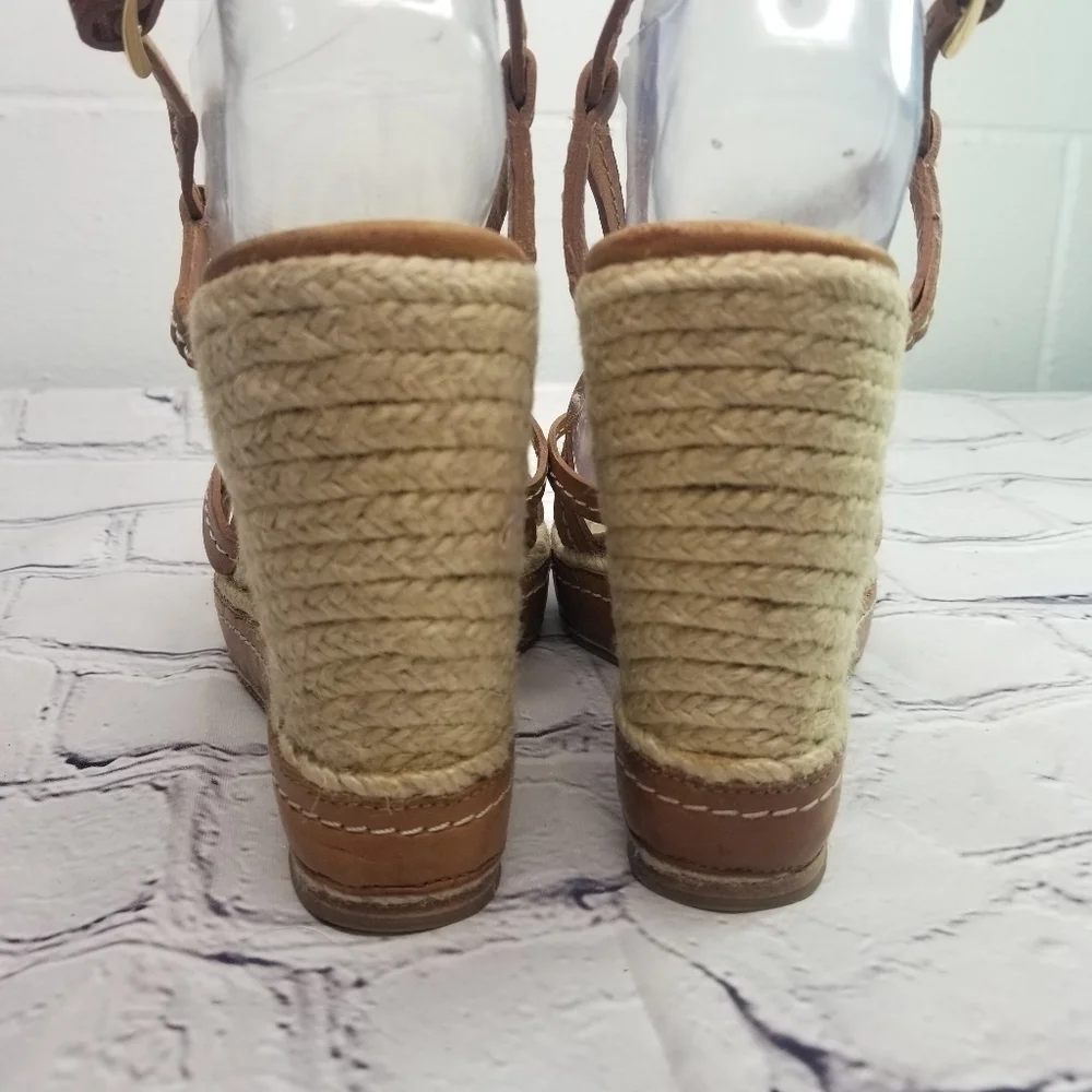 L.K. Bennett strappy leather espadrille wedge platform sandals